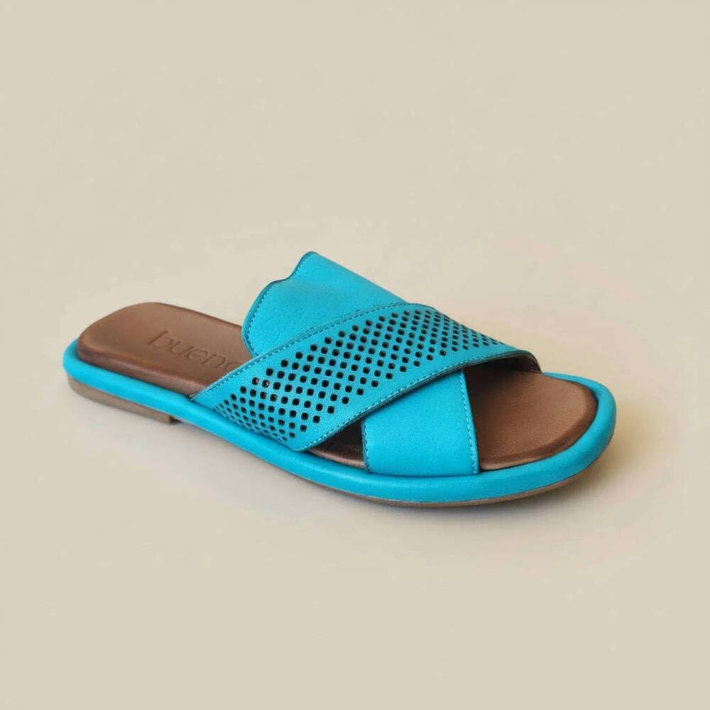 NEW BUENO women's eddison slide sandal in turquoise